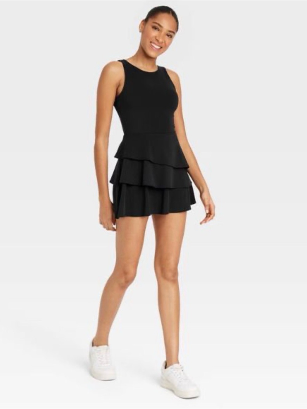 JoyLab Women's Knit High Neck Layered Active Dress Black XS